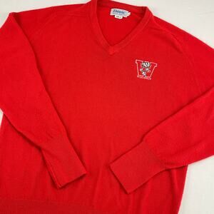 Vintage Wisconsin Badgers V Neck Sweater size L Etonic Collegiate USA